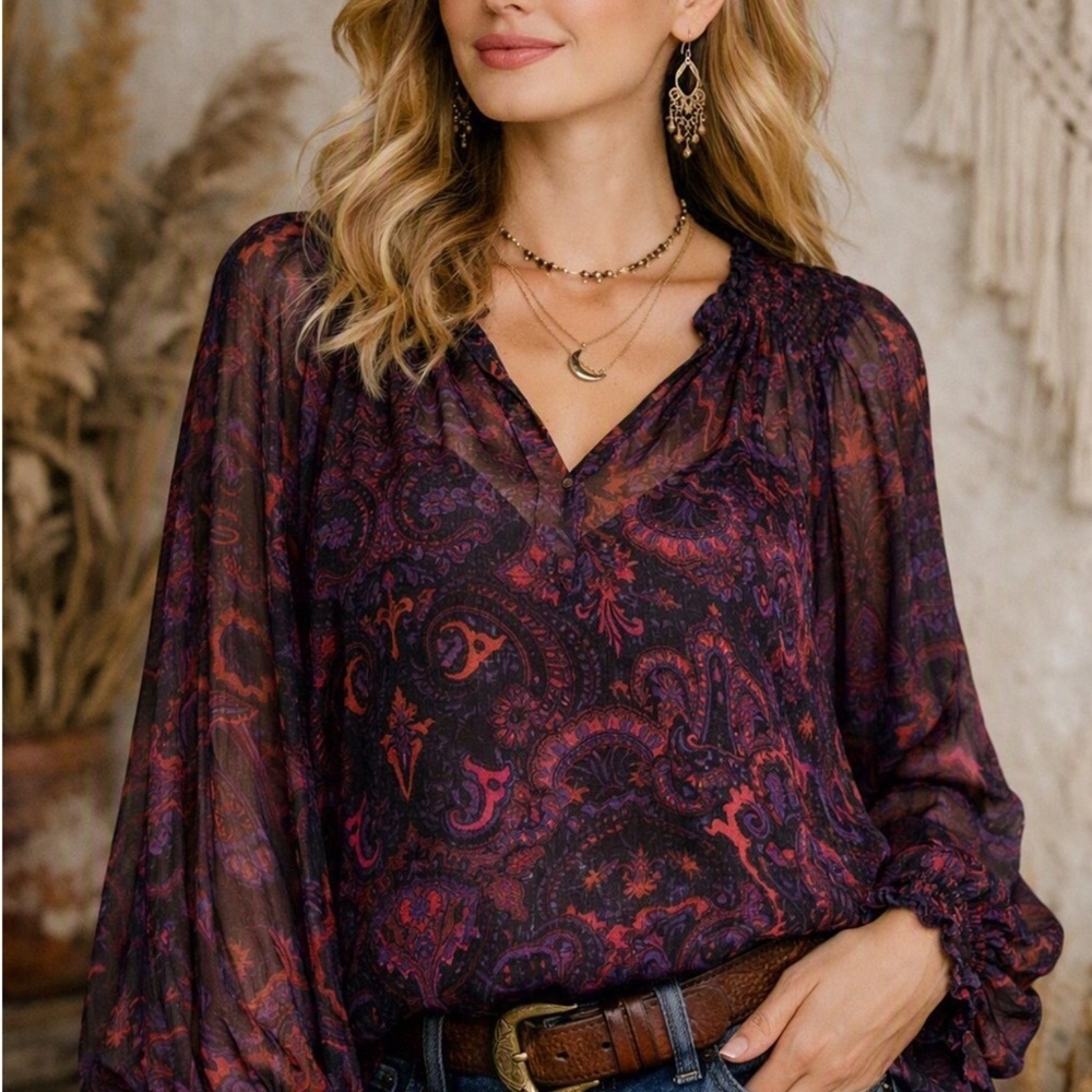 Joie 100% Silk Paisley Blouse | Made in India | Size M | Excellent Condition
